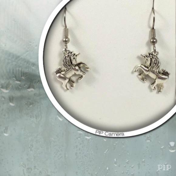 Pewter Unicorn Earrings - Picture 1 of 1